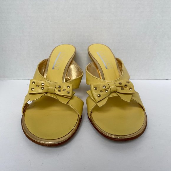 Lumiani Leather Yellow Wedge 4" High Heels Size 40 - Picture 4 of 5